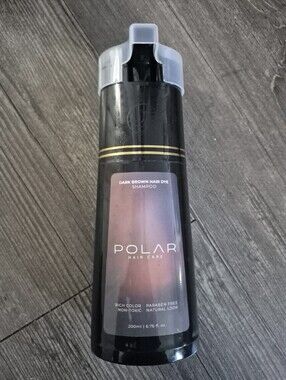 POLAR Dark Brown Hair Dye Shampoo - Black Bottle with Brown Label